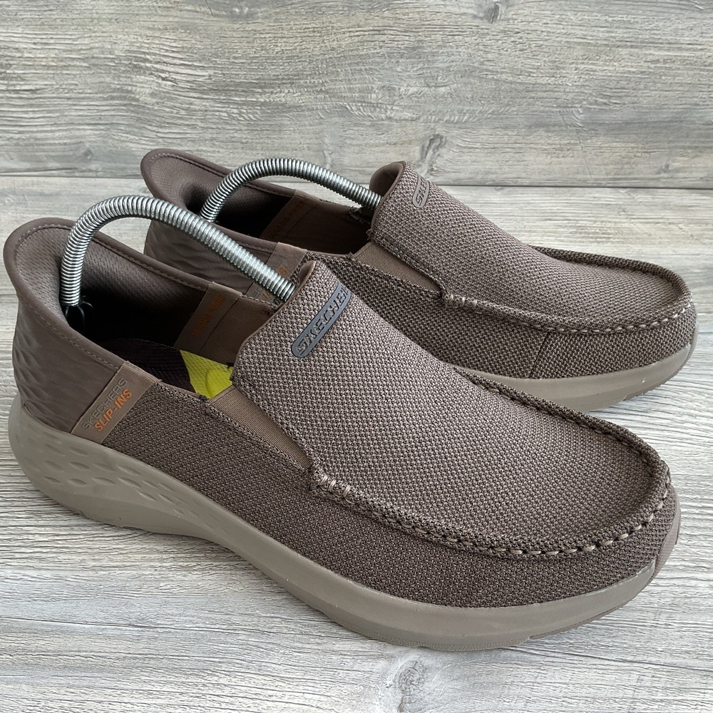 Skechers Shoes Slip Ins Mens 11 Memory Foam Comfort Casual Canvas Taupe 204804